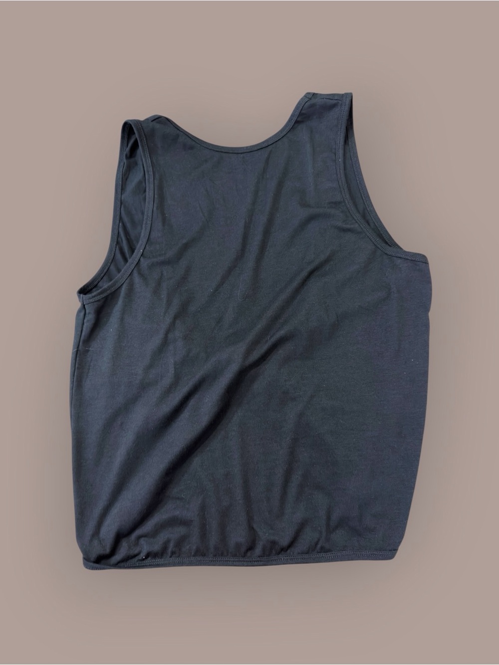 Black backless Twist Back Tank Top Size S Soft Stretchy. Poly Viscose Spandex